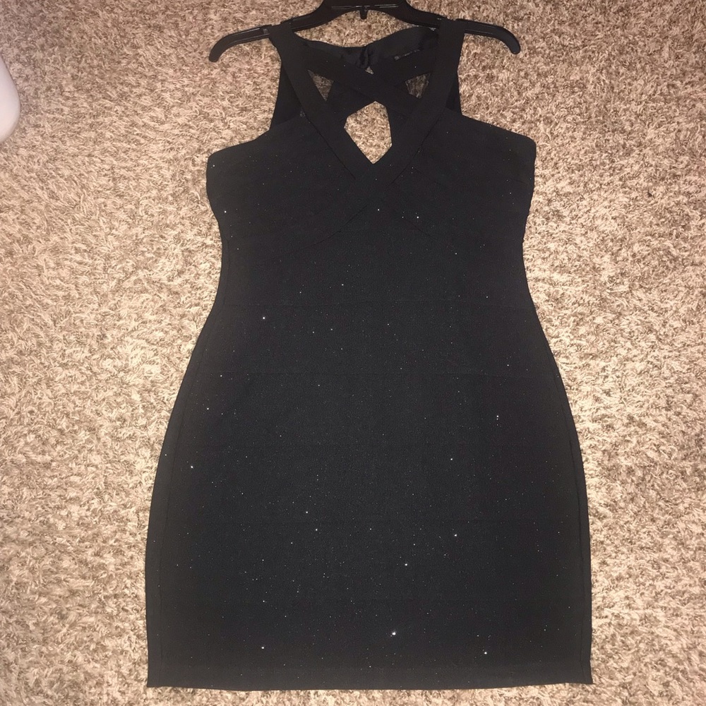 NWOT Black Sparkle Juniors Bodycon Dress.